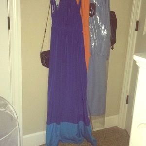Blue color-block maxi dress